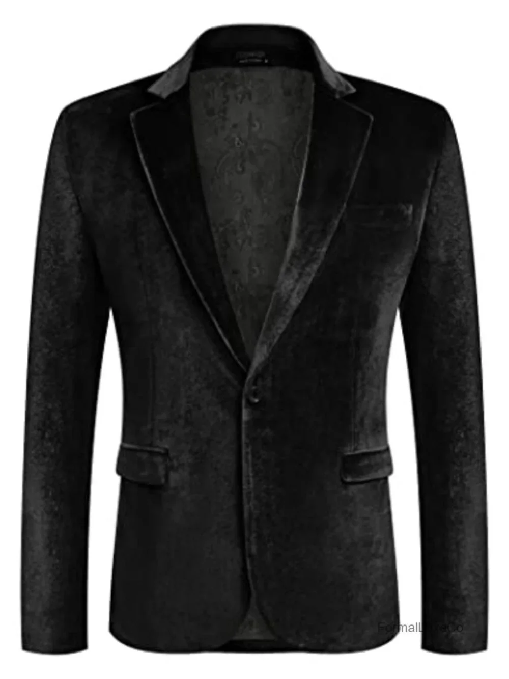 Men's Velvet Blazer Notched Lapel Suit Jacket One Button Tuxedo Party